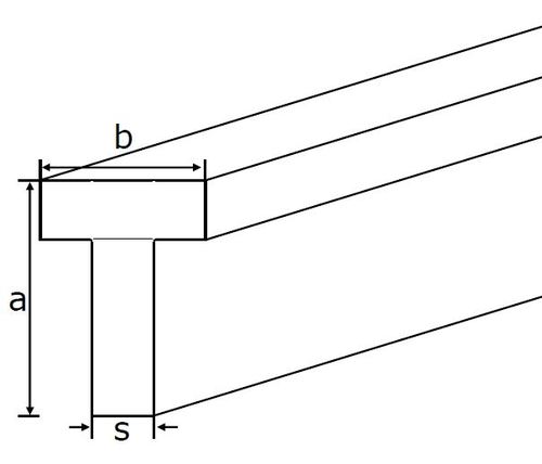 Aluminium T-profile EN-AW 6060 (AlMgSi0,5) 60x100x5 mm extruded T66 factory length 6m