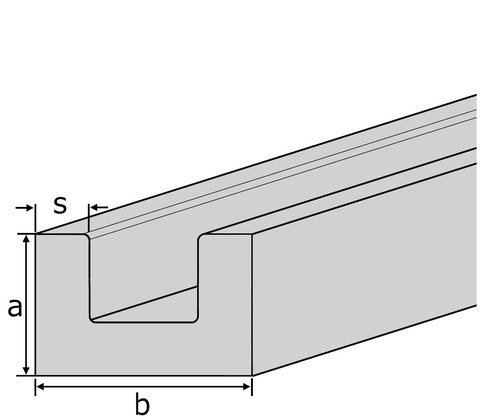 Aluminium U-profile EN-AW 6060 (AlMgSi0,5) 40x100x40x3 mm extruded T6  factory length 6m